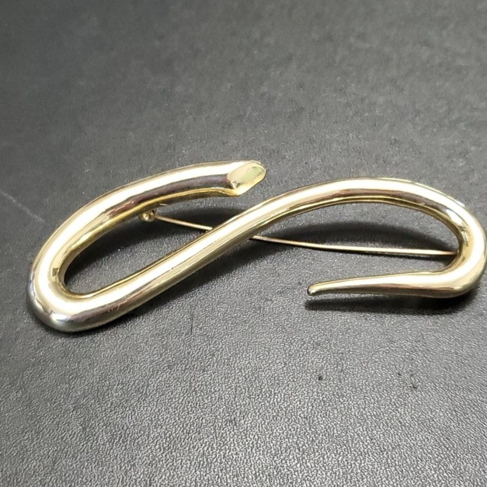 Vintage Gold Tone Large S Brooch - Picture 3 of 5